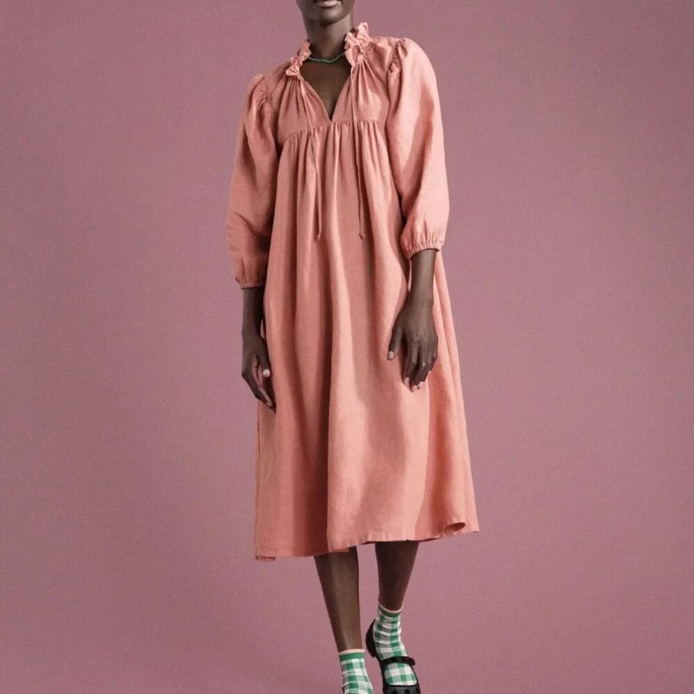Hansel from Basel Dress NWT linen lotus midi womens Red (small) cottagecore